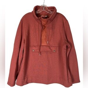 LL Bean Signature Sweater Size L Organic Pull over Mock Neck Quarter Zip